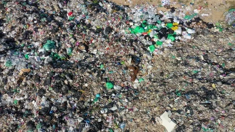 Plastic garbage dumped at landfill Stock Footage 123838455