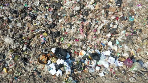 Plastic garbage dumped at landfill Stock Footage 124395246