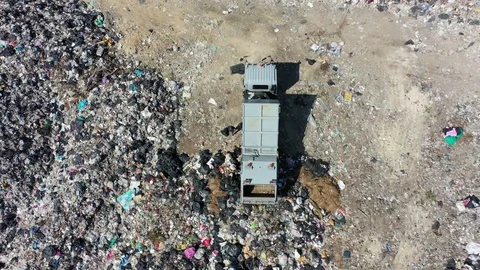 Plastic garbage dumped at landfill Stock Footage 124625638