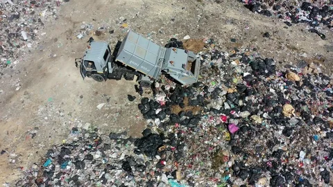 Plastic garbage dumped at landfill Stock Footage 124877417