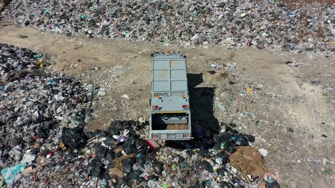Plastic garbage dumped at landfill Stock Footage 124877421