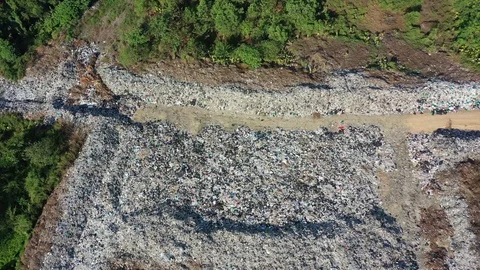 Plastic garbage dumped at landfill Stock Footage 125626493