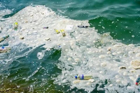 Plastic Garbage Environmental Pollution Problem in the Sea Stock-Fotos