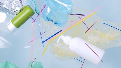 Plastic garbage floating on the water Video stock 122275197