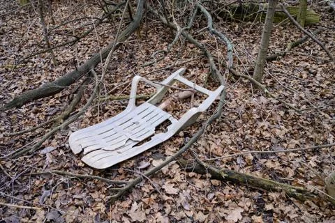 Plastic garbage in the forest Stock Photos