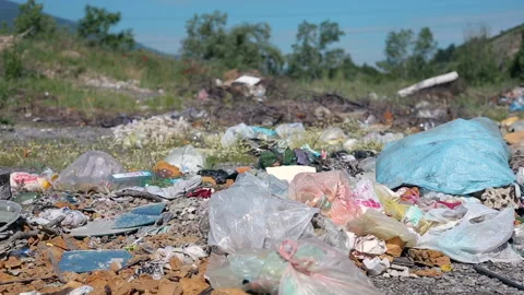 Plastic Garbage - Landfill Stock Footage 130946623