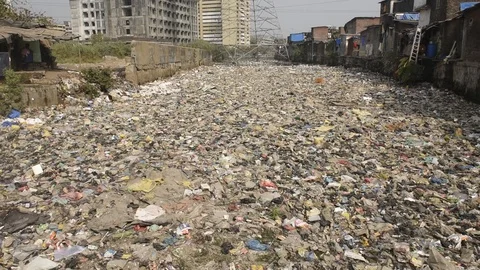 Plastic Garbage in Nala Stock Footage 124548873