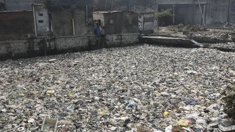 Plastic Garbage in Nala Stock Footage 124568296