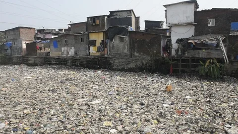 Plastic Garbage in Nala Stock Footage 124568426