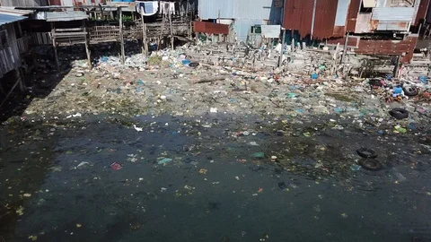 Plastic garbage pollution in ocean Stock Footage 91125247