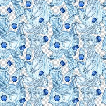 Plastic garbage pollution pattern watercolor 스톡 일러스트