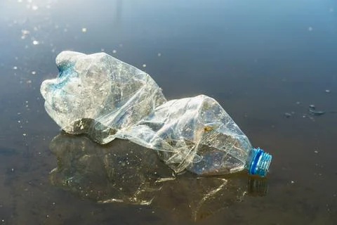 Plastic garbage in a pond, the concept of cleaning the environment from the p Stock Photos