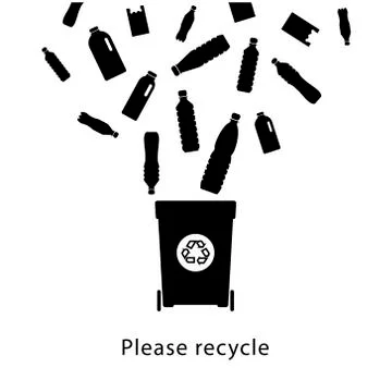 Plastic garbage recycling. Garbage can. Ecological problem. Trash sorting Stock Illustration