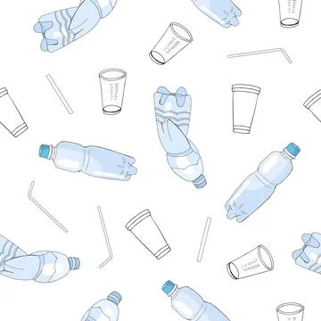 Plastic garbage seamless pattern Stock Illustration
