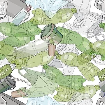 Plastic garbage seamless pattern Stock Illustration