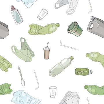Plastic garbage seamless pattern Stock Illustration