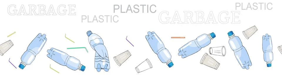 Plastic garbage seamless pattern Stock Illustration