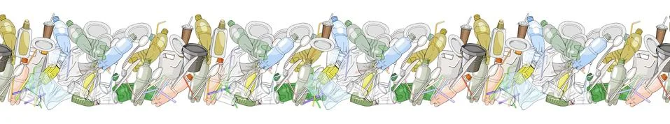 Plastic garbage seamless pattern Stock Illustration