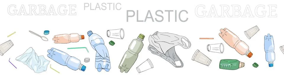 Plastic garbage seamless pattern Stock Illustration