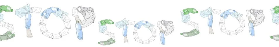 Plastic garbage seamless pattern Stock Illustration