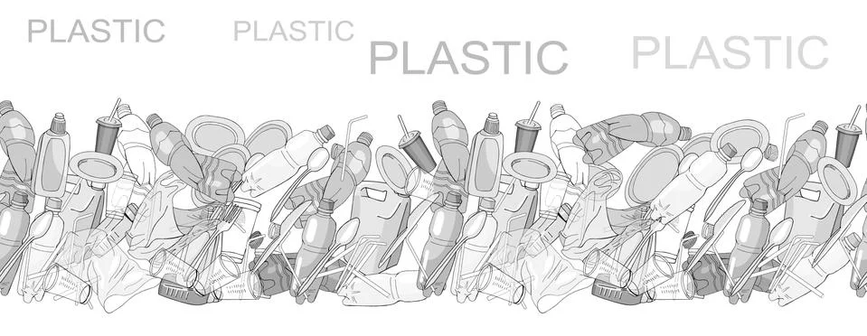 Plastic garbage seamless pattern Stock Illustration