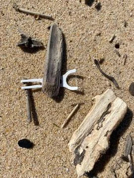 Plastic Garbage on the Shoreline Stock Photos