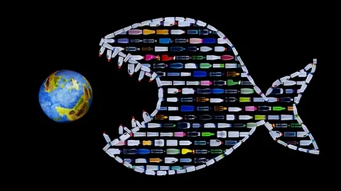 Plastic garbage as a threat our world oceans - ecology concept Video stock 94828413