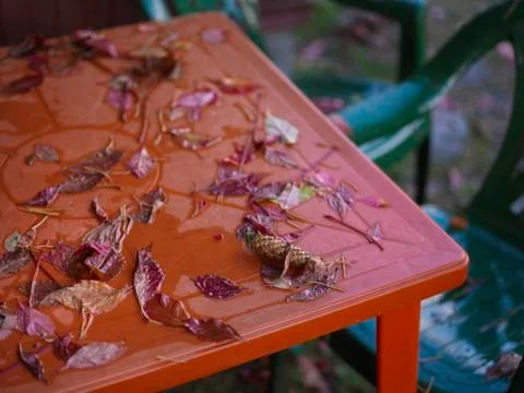 Plastic garden table 库存照片