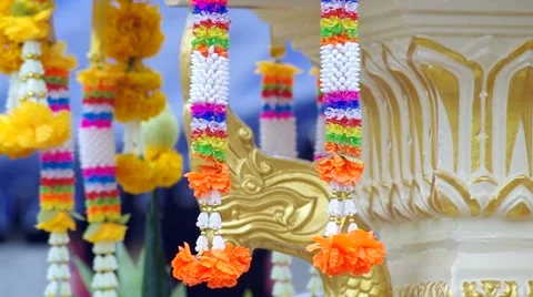Plastic garland in Thai style Stock Footage 55680812