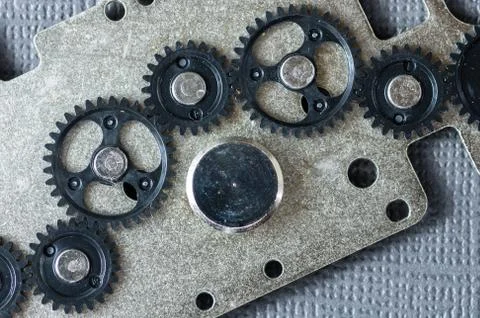Plastic gear train assembly Stock Photos