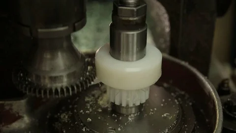 Plastic gear wheel production Stock Footage