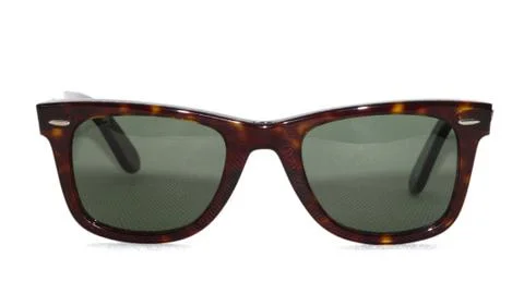 Plastic General Type Brown Sunglasses Isolated On White Background. Front View Stock Photos