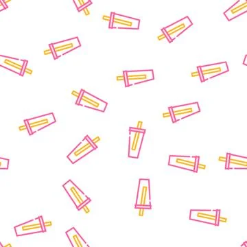 Plastic glass with straw vector seamless pattern Stock Illustration
