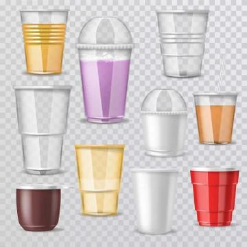 Plastic glass vector empty plastic-cup or blank coffee-cup mockup disposable Stock Illustration