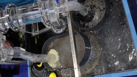 Plastic granules sorting machine industrial process cleanly separates black and  Stock Footage 311131008