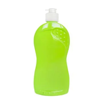 Plastic green bottle, for detergent bottle and cleaning products. Stock Photos