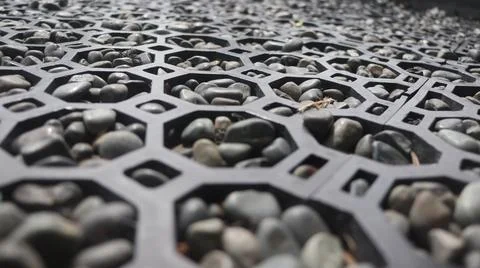 Plastic Grid with Pebble Infill Foto stock