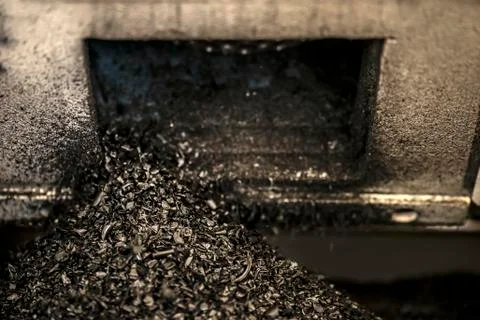 Plastic grinding process close up view Foto stock