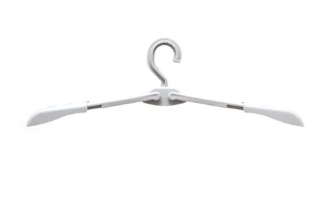 Plastic hanger clothes on white background Stock Photos