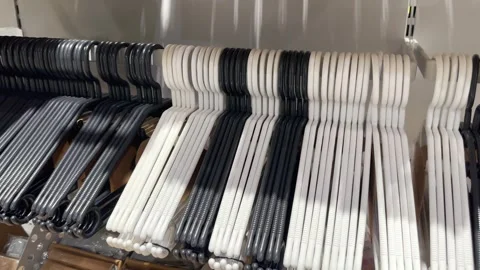 Plastic hangers for clothes Stock Footage 254249495