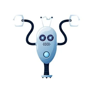 Plastic hi-tech character isolate robot with claws 스톡 일러스트