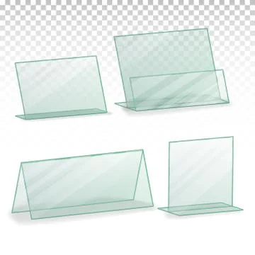 Plastic Holder Vector. Empty Plastic Table Holder For Business Card. Isolated Illustrazione stock