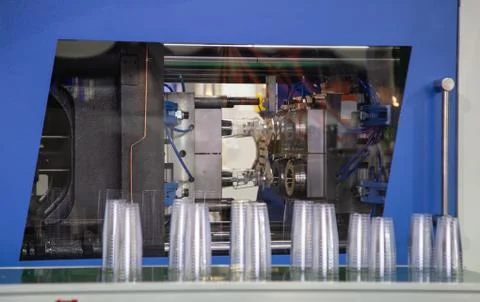 Plastic injection molding press machine Stock Photos