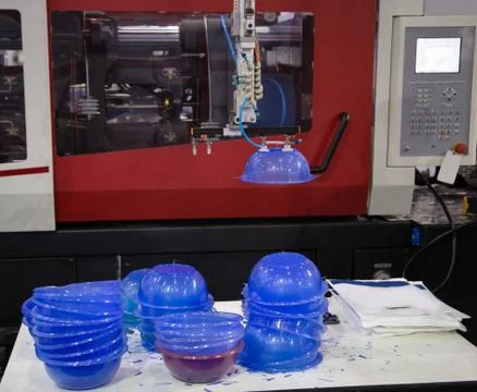 Plastic injection molding press machine Foto stock