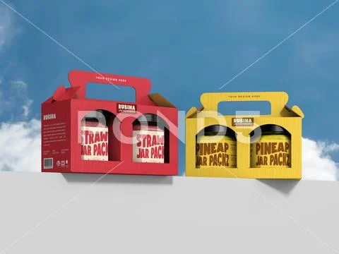 Plastic Jar with Handle Box Mockup PSD Template