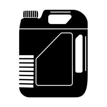 Plastic Jerry Can with Cap. Black Vector Silhouette Stock Illustration