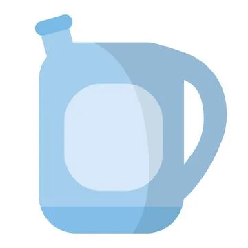 Plastic jerry can in gray-blue color, flat, isolated object on a white back.. Stock Illustration