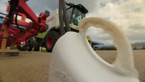 Plastic jug is on the pavement Stock Footage 73942395