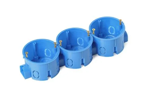 Plastic junction socket boxes Stock Photos