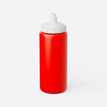 Plastic ketchup bottle on a plain background. 3d render. Stock Illustration